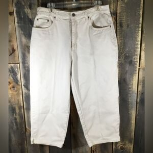 Halston Jeanswear white denim cropped capri jeans womens size 14